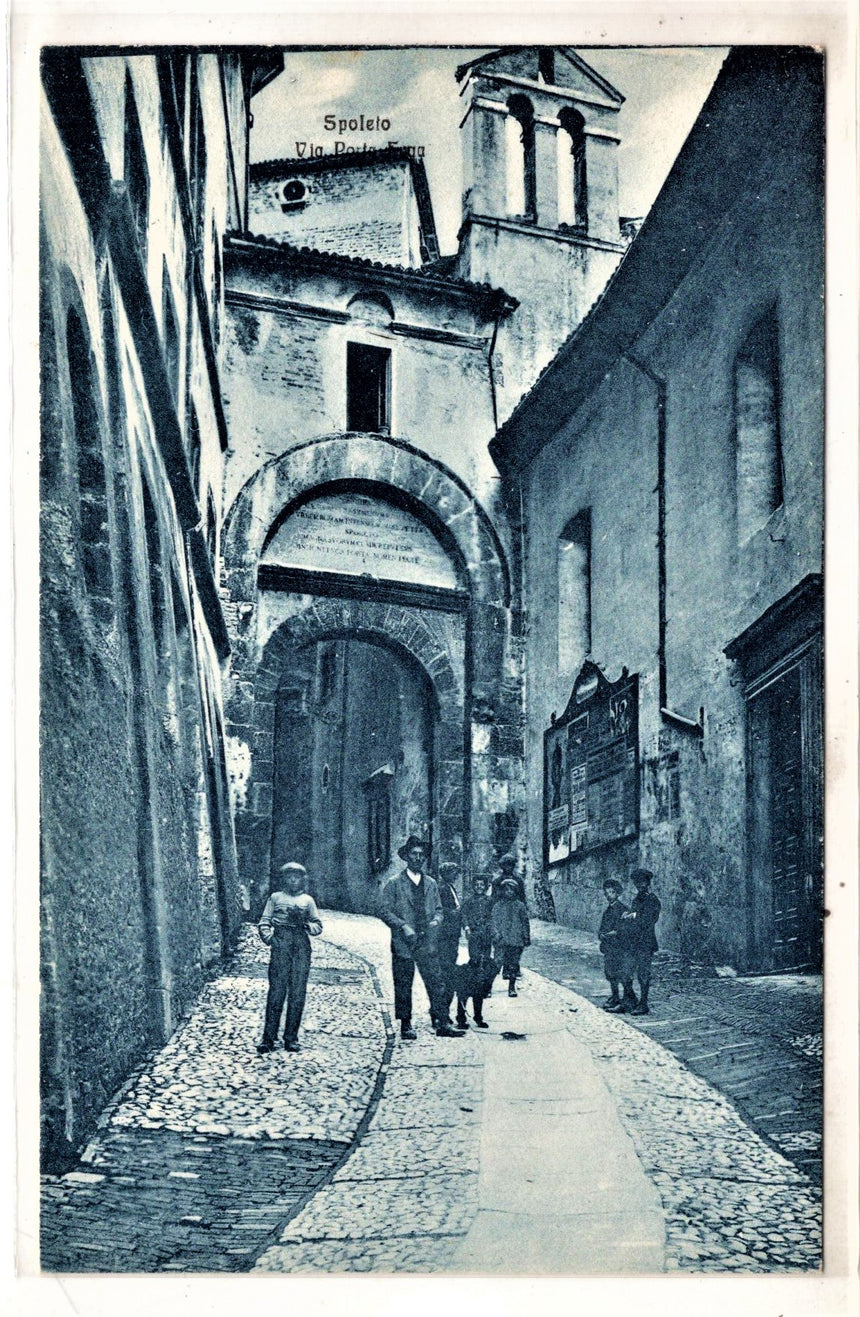 Cartolina antica Spoleto via porta Fuga