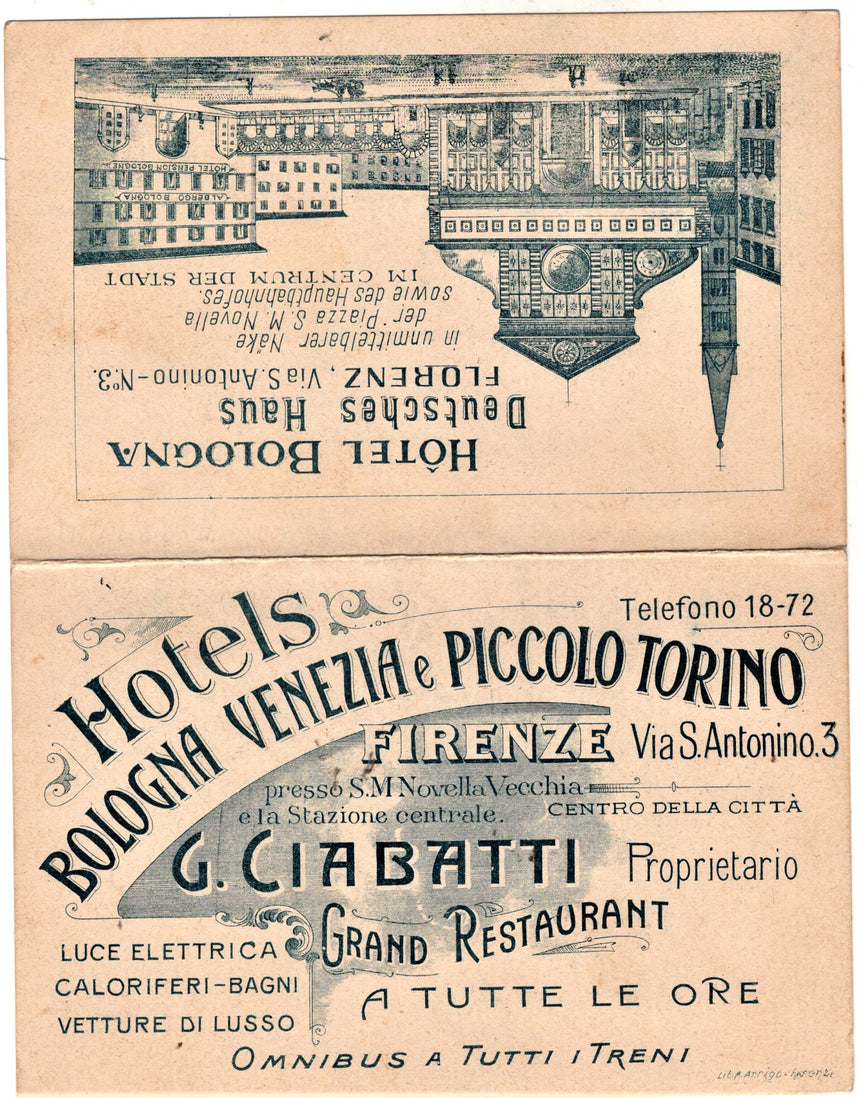 Cartolina antica Firenze Hotel Bologna