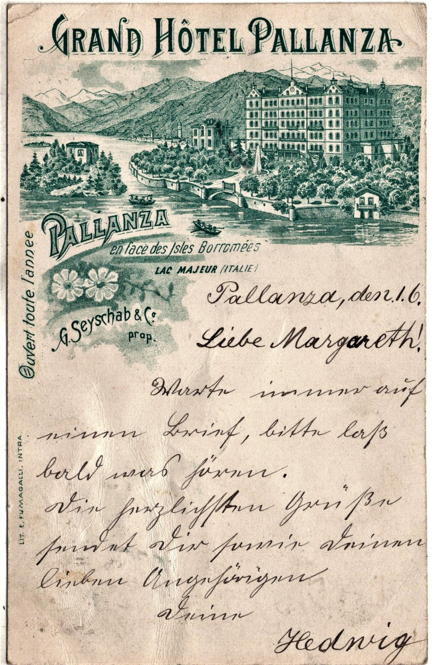 Cartolina antica Pallanza Grand Hotel Pallanza
