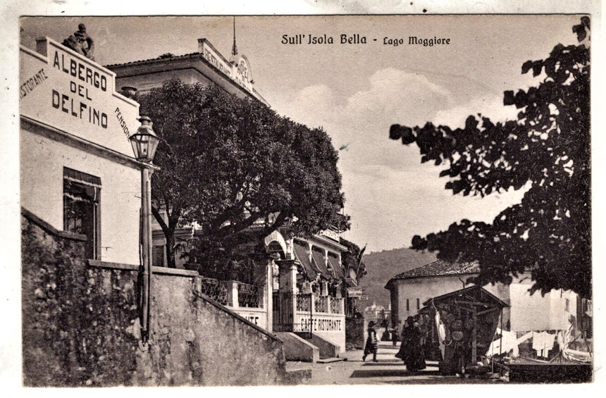 Cartolina antica Lago Maggiore Isola Bella Albergo del Delfino