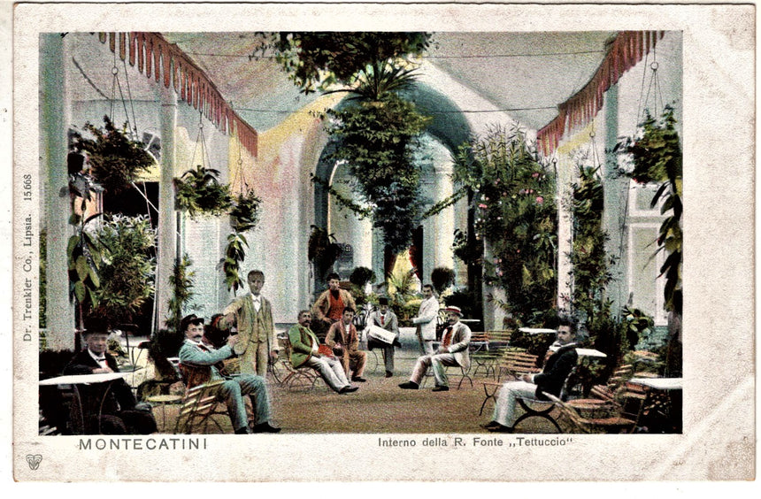 Cartolina antica Montecatini interno della Reggia fonte Tettuccio