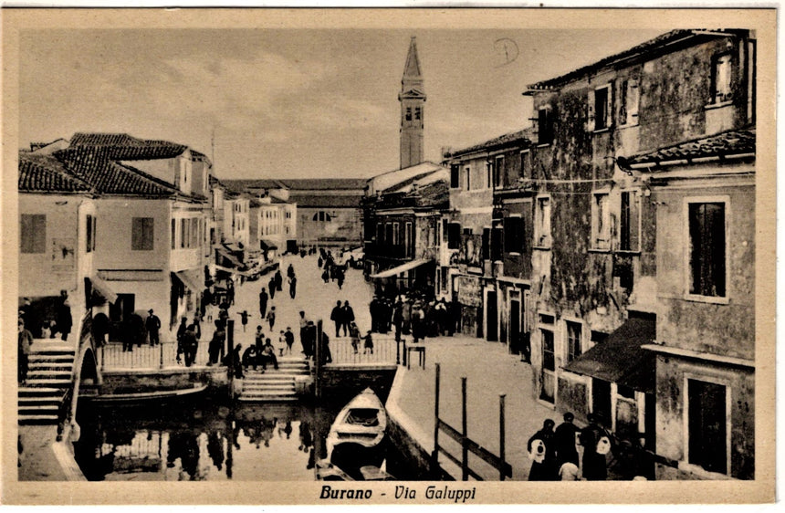 Cartolina antica Venezia Burano via Galuppi