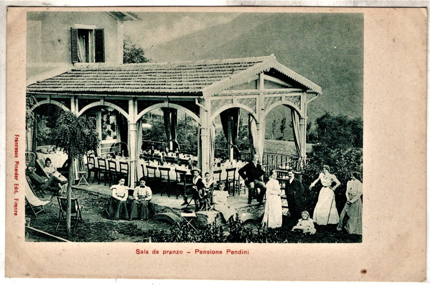 Cartolina antica Pistoia Pensione Pendini sala da pranzo Cutigliano