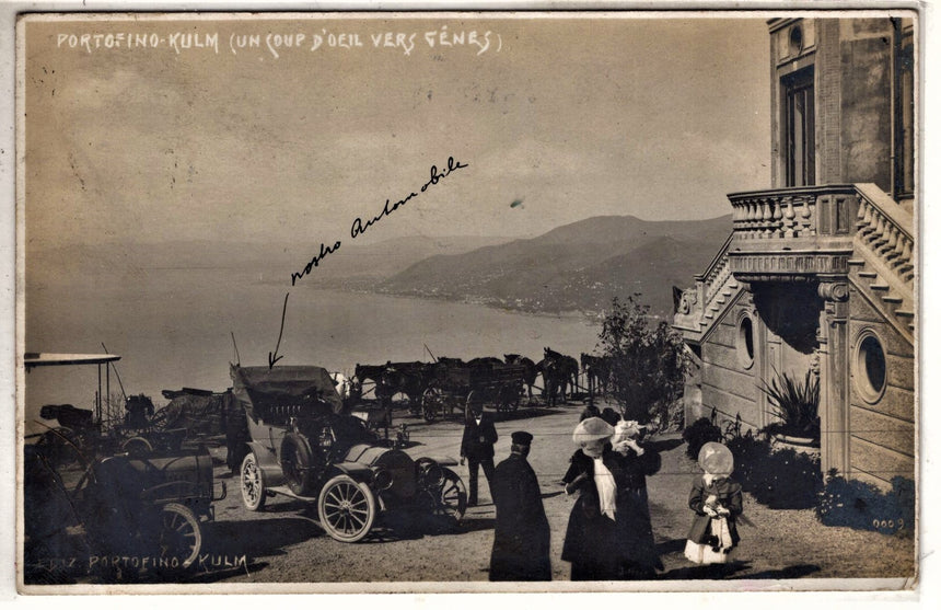 Cartolina antica Portofino Kulm parco foto inizio 1900 spedita a Berlino