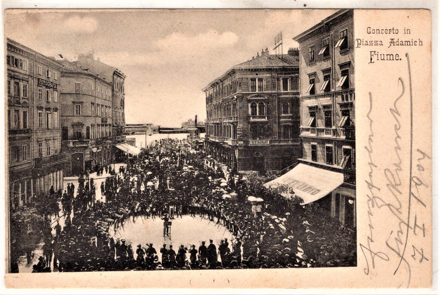 Cartolina antica Fuime concerto in piazza Adamieh
