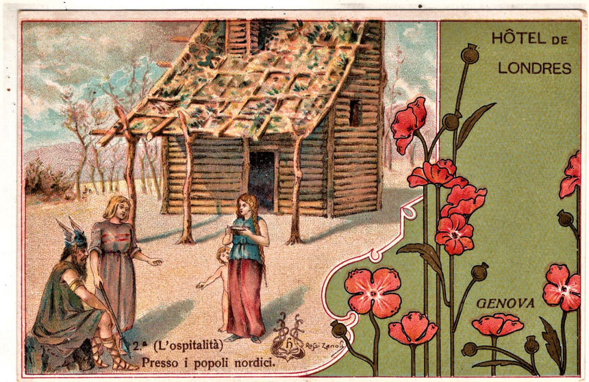 Cartolina antica Genova Hotel de Londres ospitalità
