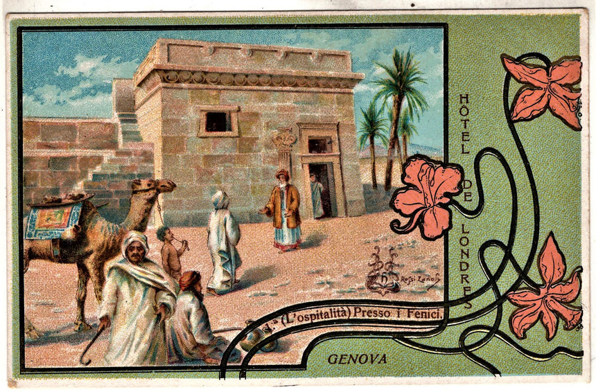 Cartolina antica Genova Hotel de Londres ospitalità