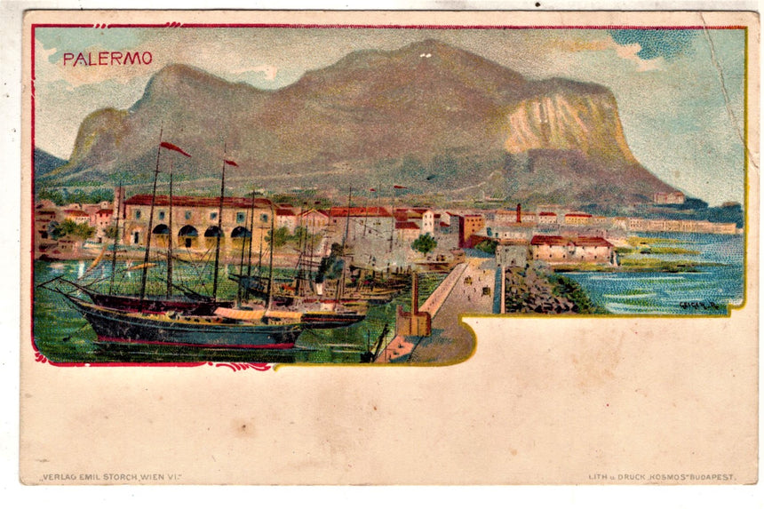Cartolina antica Palermo il porto Cartolina tedesca