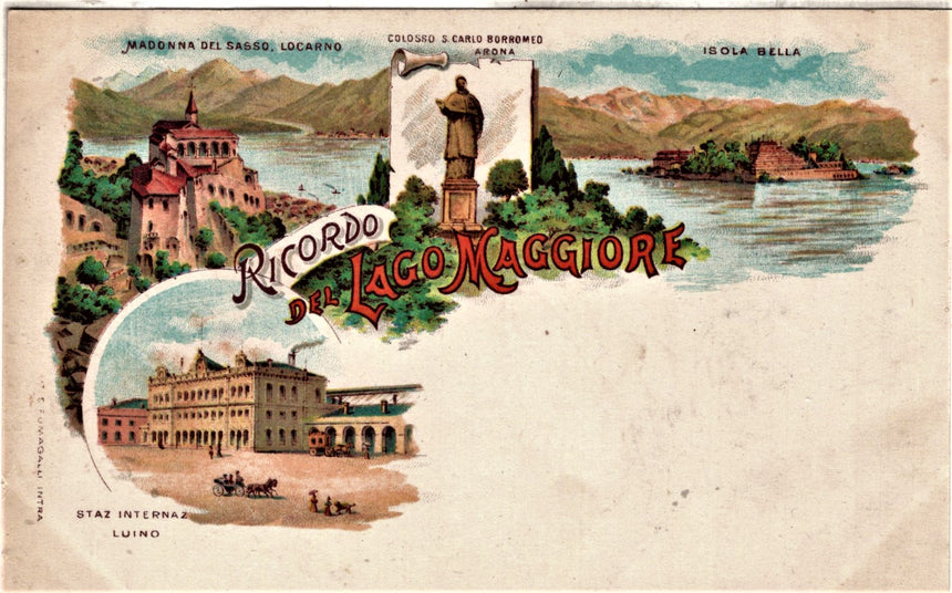 Cartolina antica Lago Maggiore Ricordo del lago Maggiore