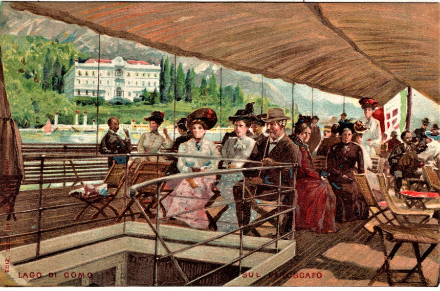 Cartolina antica Lago di Como sul piroscafo