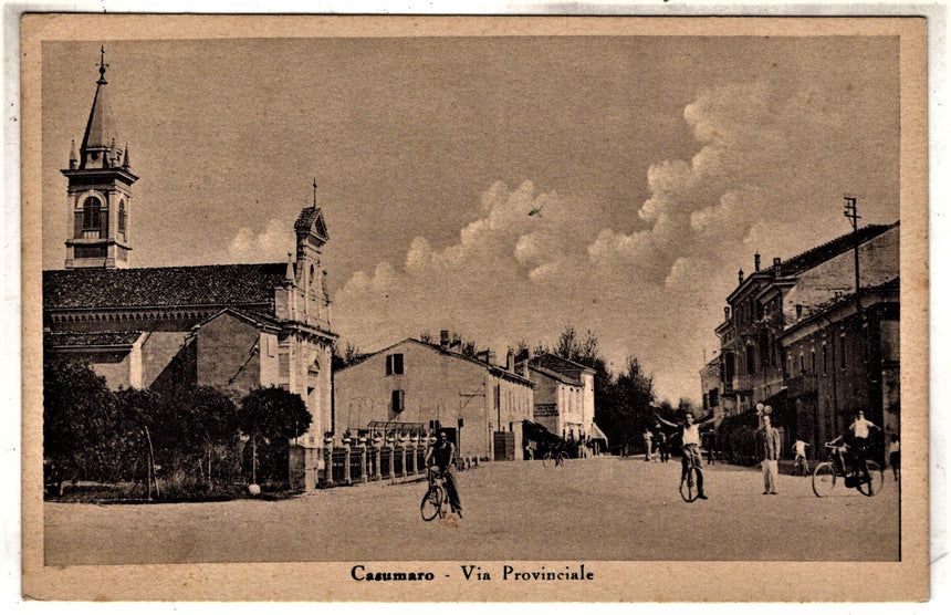 Cartolina antica Casumaro via provinciale Cento Ferrara