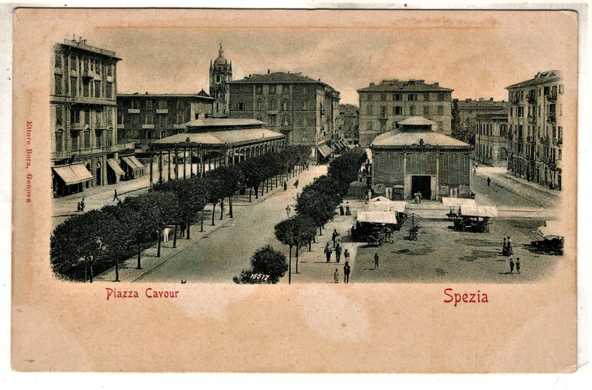 Cartolina antica La Spezia piazza Cavour