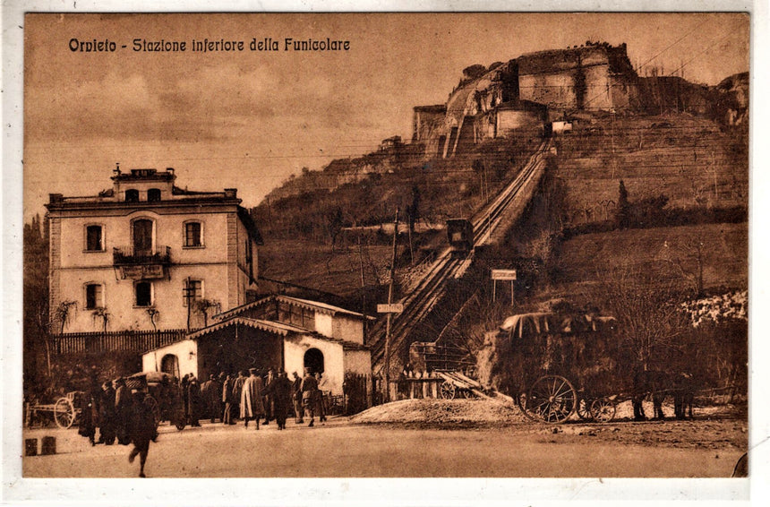 Cartolina antica Orvieto stazione inferiore della funicolare