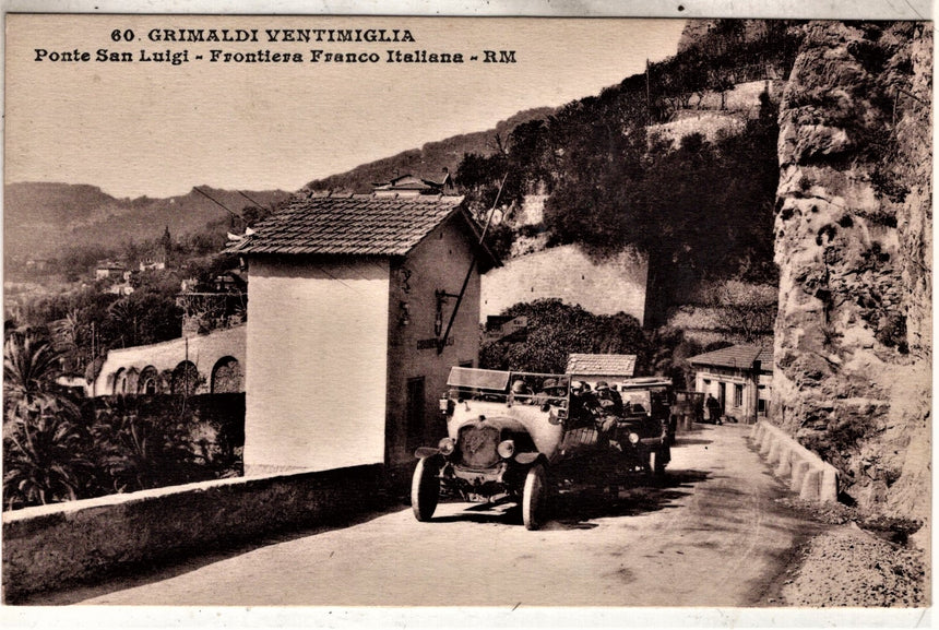 Cartolina antica Frontiera Grimaldi Ventimiglia Italia Francia
