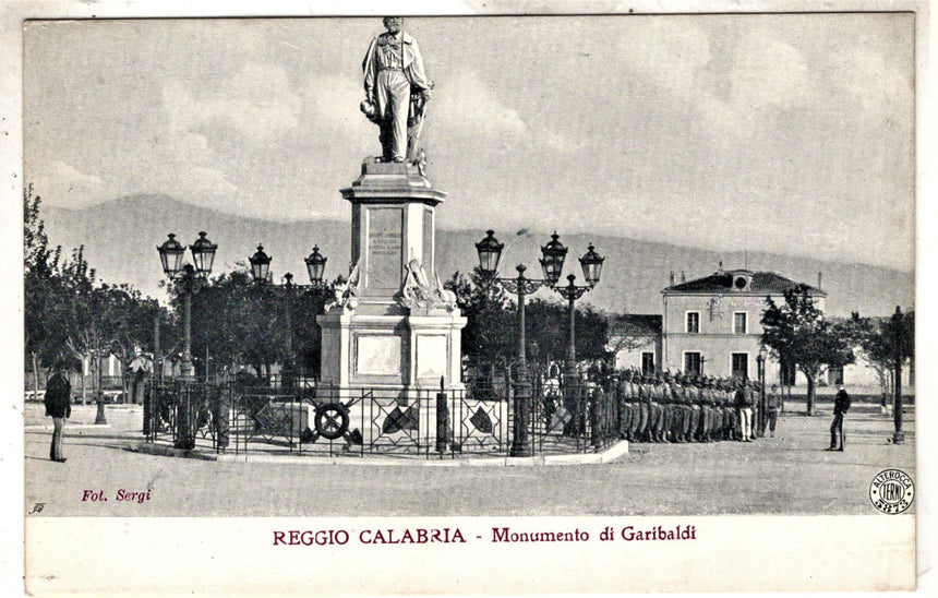 Cartolina antica Reggio Calabria monumento a Garibaldi