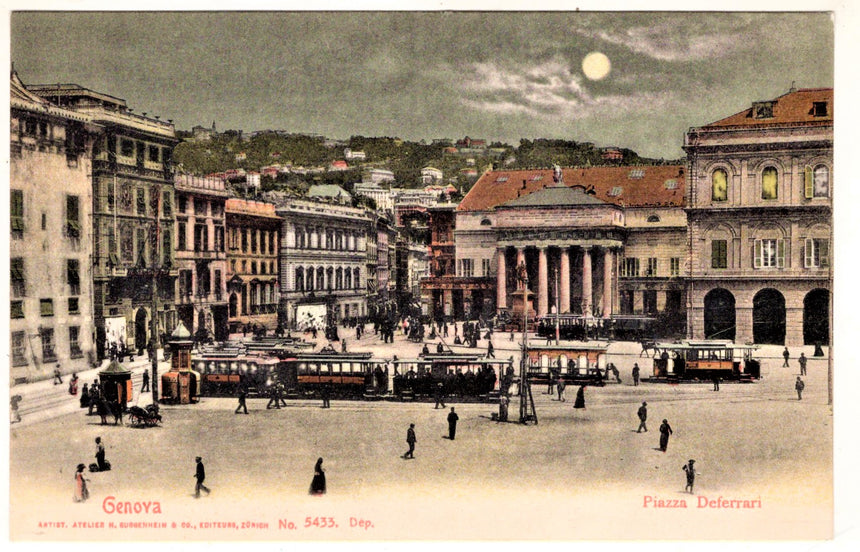 Cartolina antica Genova piazza Deferrari