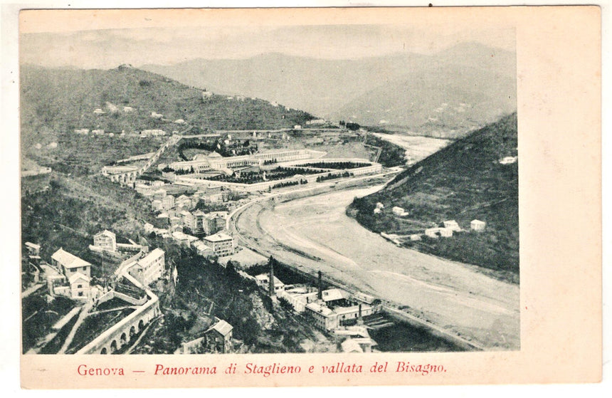 Cartolina antica Genova panorama d iStaglieno e valle del Bisagno