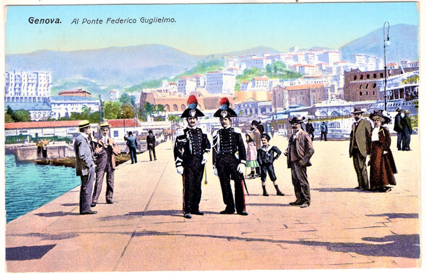 Cartolina antica Genova al ponte Federico Guglielmo