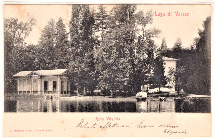 Cartolina antica Lago di Varese isola Virginia