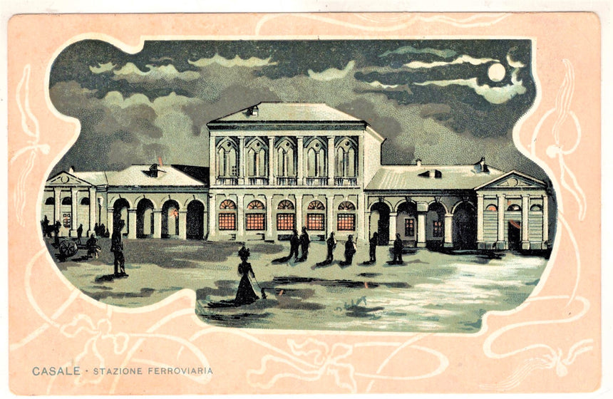 Cartolina antica Alessandria la stazione ferroviaria