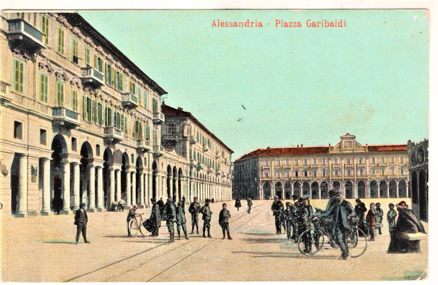 Cartolina antica Alessandria piazza Garibaldi