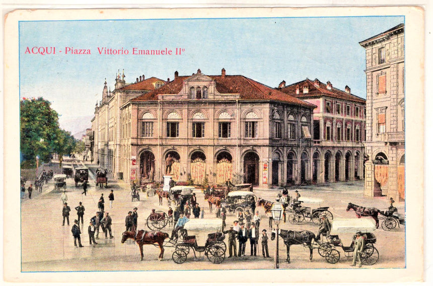 Cartolina antica Acqui piazza Vittorio Emanuele II