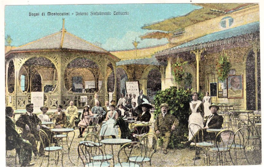 Cartolina antica Montecatini Bagni interno stabilimento Tettuccio