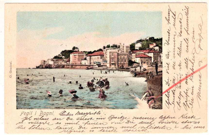 Cartolina antica Genova Pegli i bagni