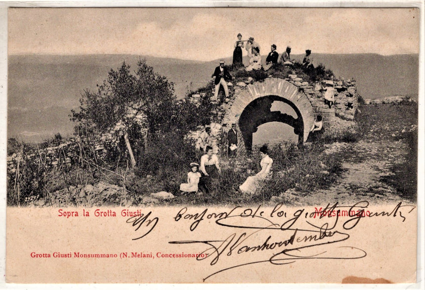 Cartolina antica Monsummano sopra la grotta Giusti