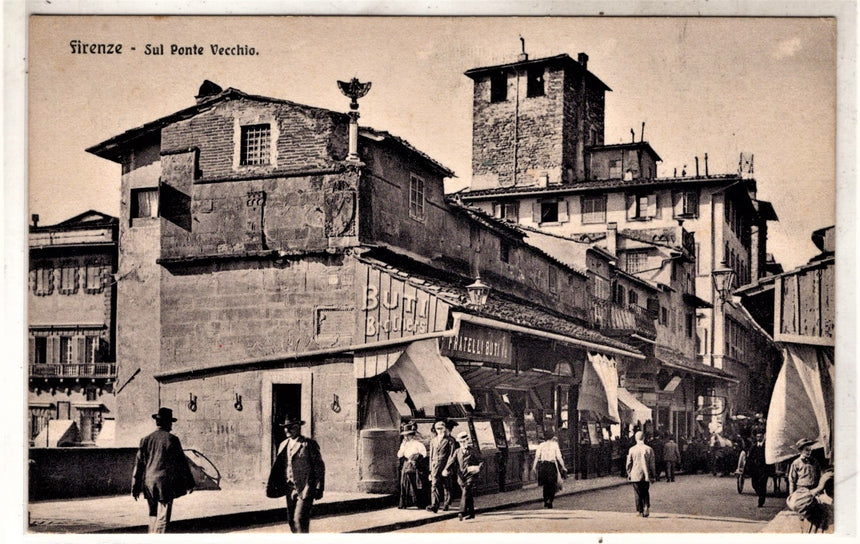 Cartolina antica Firenze sul ponte Vecchio