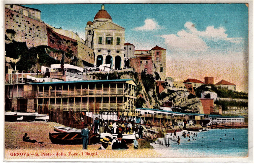 Cartolina antica Genova San Pietro della Foce i bagni