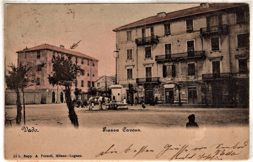 Cartolina antica Genova Vado piazza Cavour