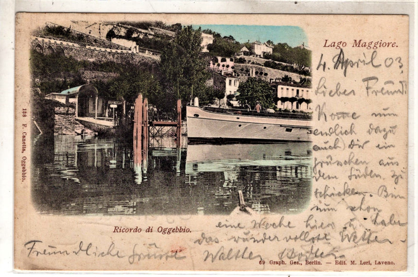 Cartolina antica Lago Maggiore ricordo di Oggebbio