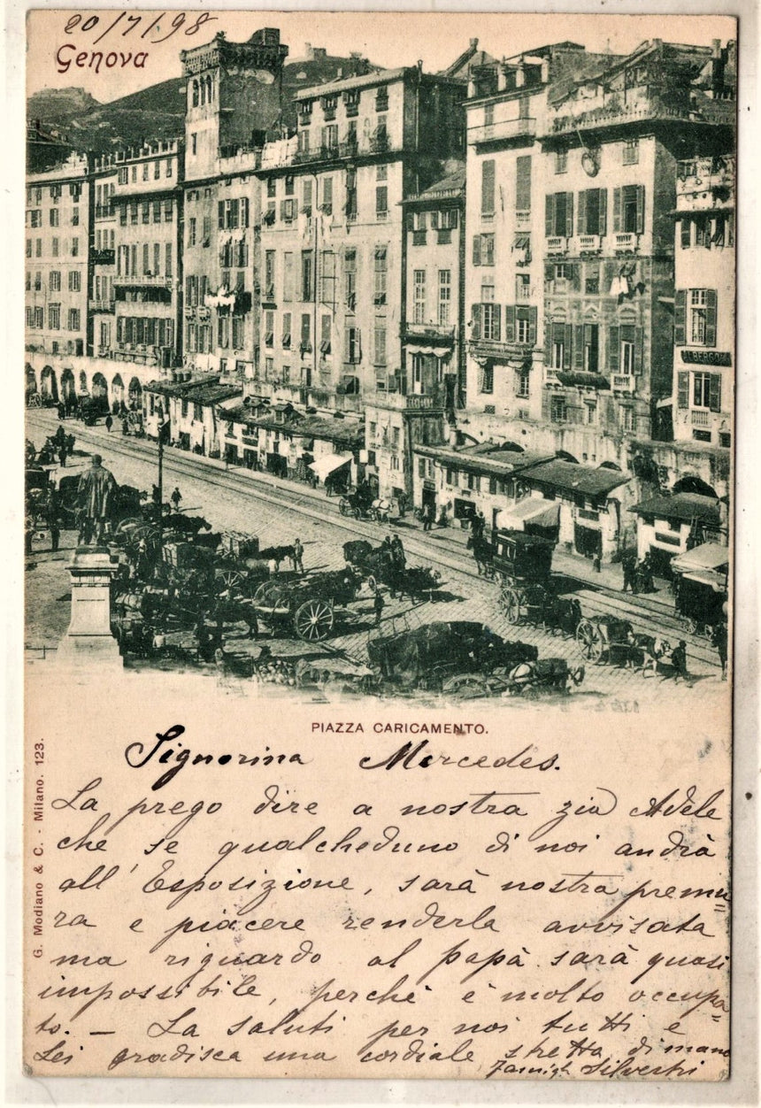 Cartolina antica Genova piazza Caricamento