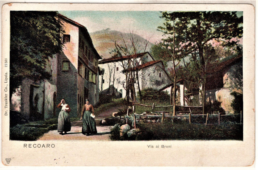 Cartolina antica Recoaro via ai Bruni