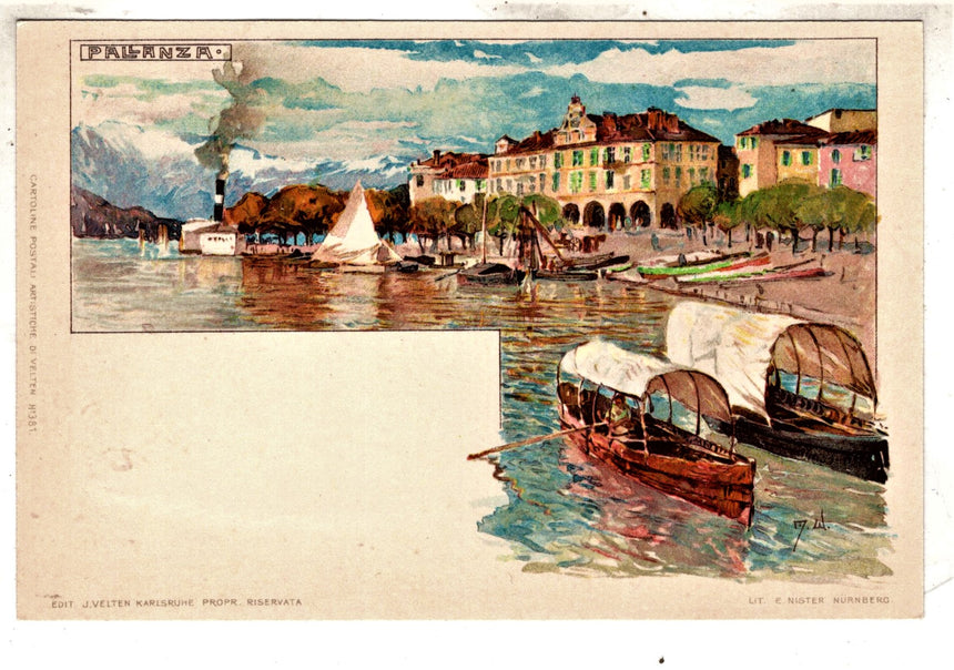 Cartolina antica Pallanza dis Wielandt