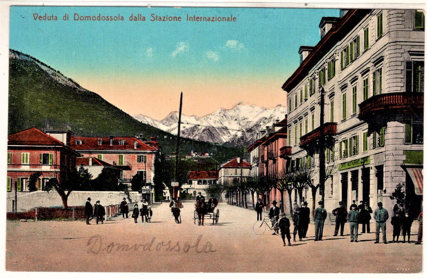 Cartolina antica Domodossola veduta dalla stazione