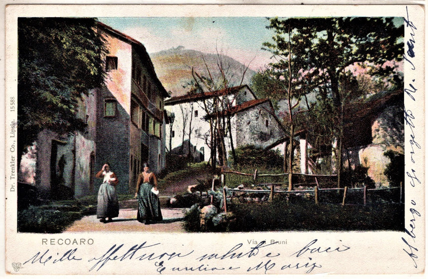 Cartolina antica Recoaro via Bruni
