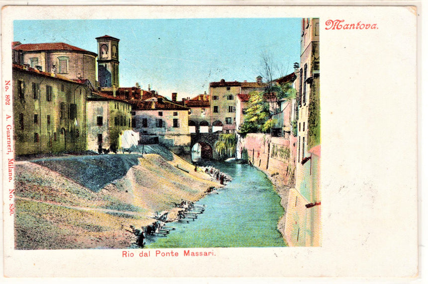 Cartolina antica Mantova Rio dal ponteMassari