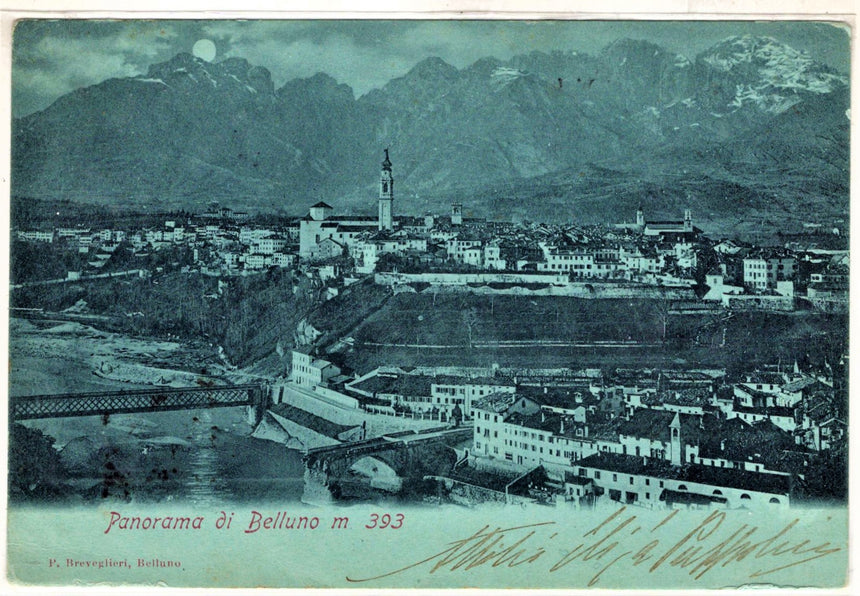 Cartolina antica Belluno panorama