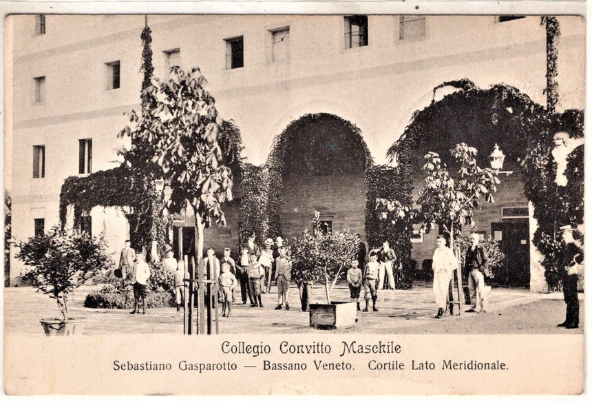 Cartolina antica Bassano collegio maschile Sebastiano Gasparotto