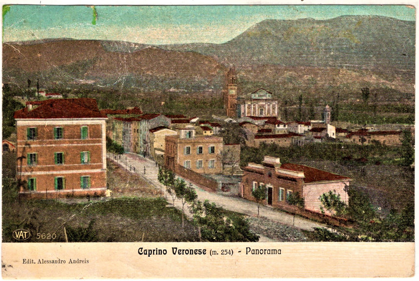 Cartolina antica Caprino Veronese panorama