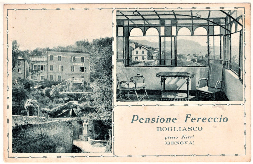 Cartolina antica Bogliasco pensione Fereccio