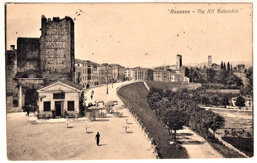 Cartolina antica Bassano via XX Settembre vicenza