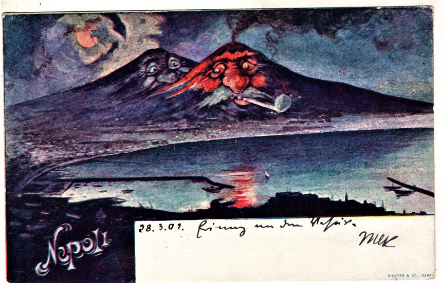 Cartolina antica Napoli il Vesuvio
