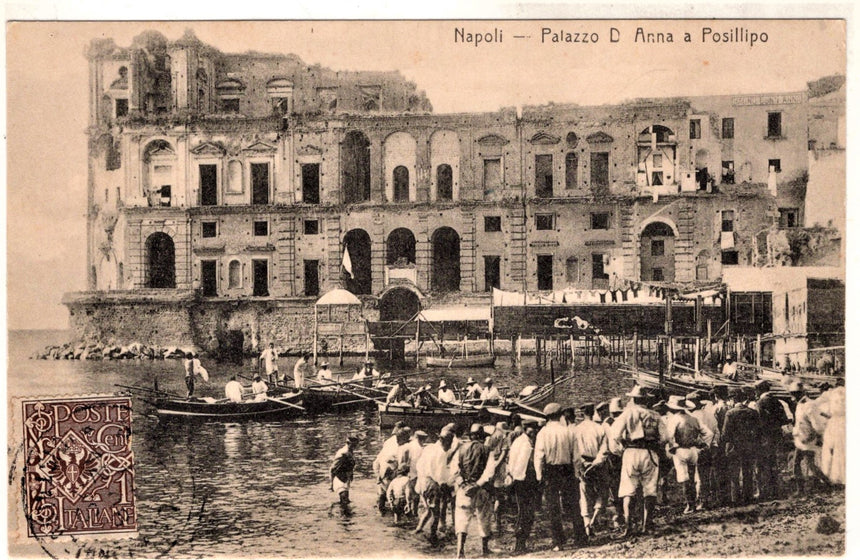 Cartolina antica Napoli palazzo d Anna e Posilipo