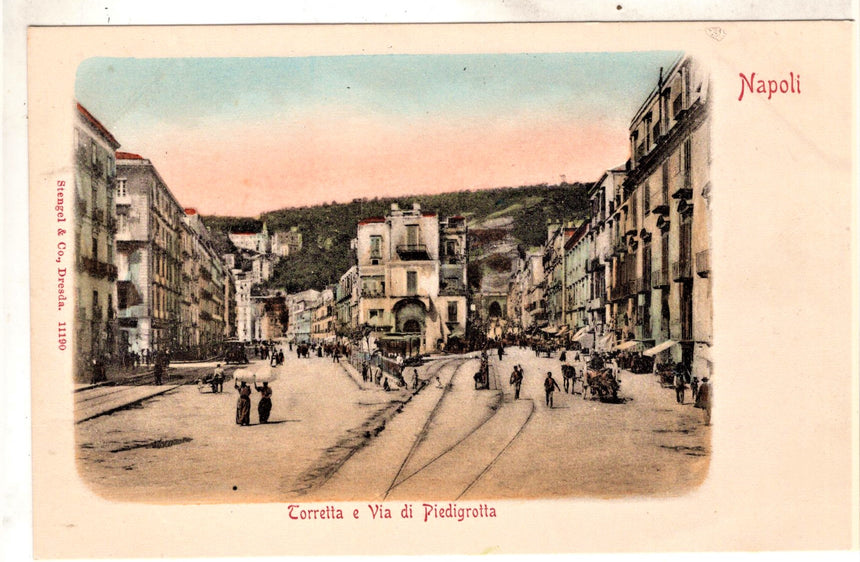 Cartolina antica Napoli Torretta e via Piedigrotta