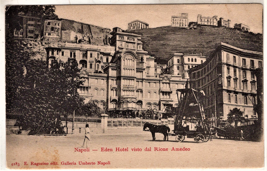Cartolina antica Napoli Eden Hotel dal rione Amedeo
