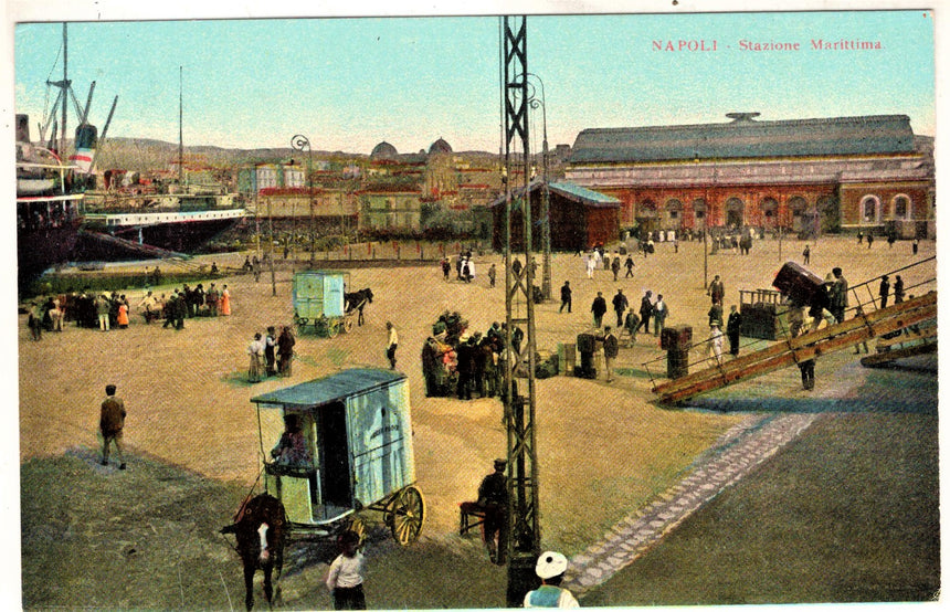 Cartolina antica Napoli stazione marittima