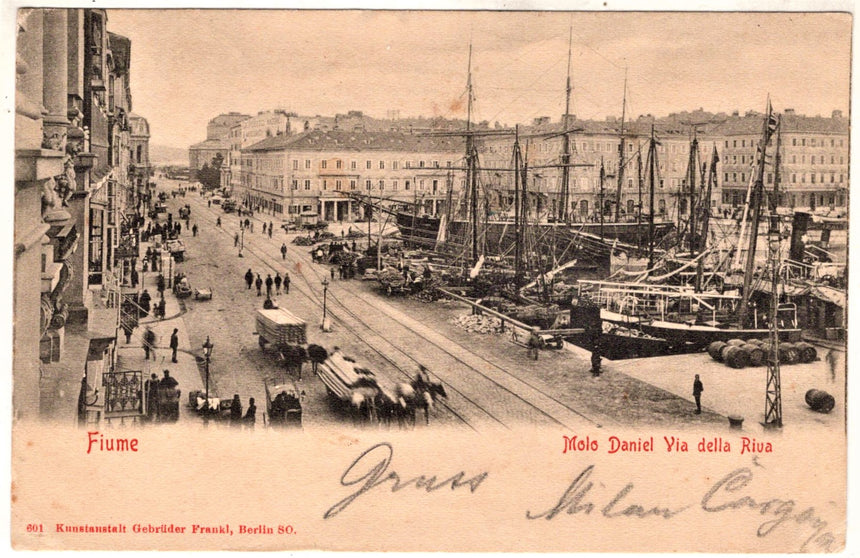 Cartolina antica Fiume Rijeka molo Daniel Croazia